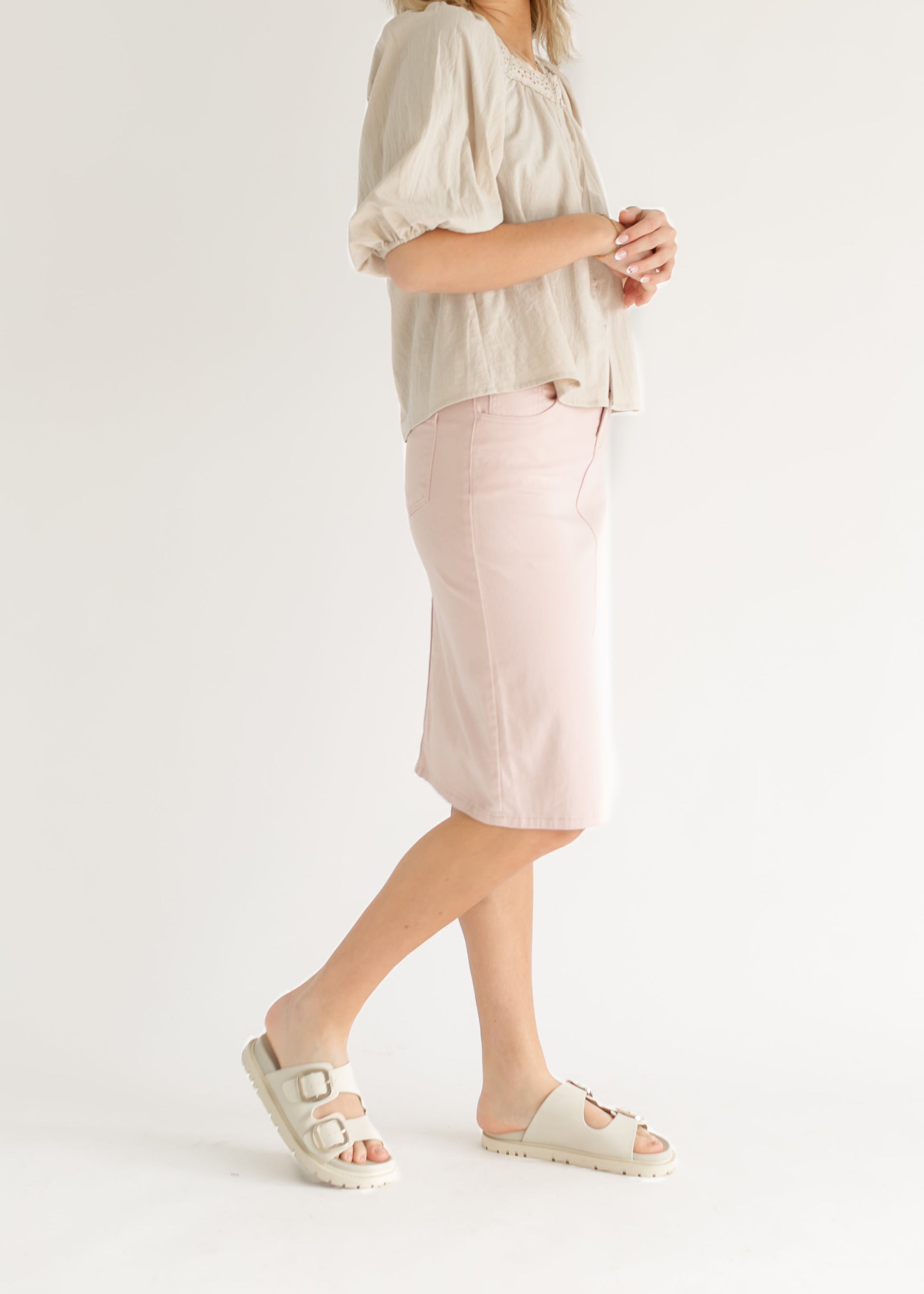 Remi Rose Denim Midi Skirt IC Skirts