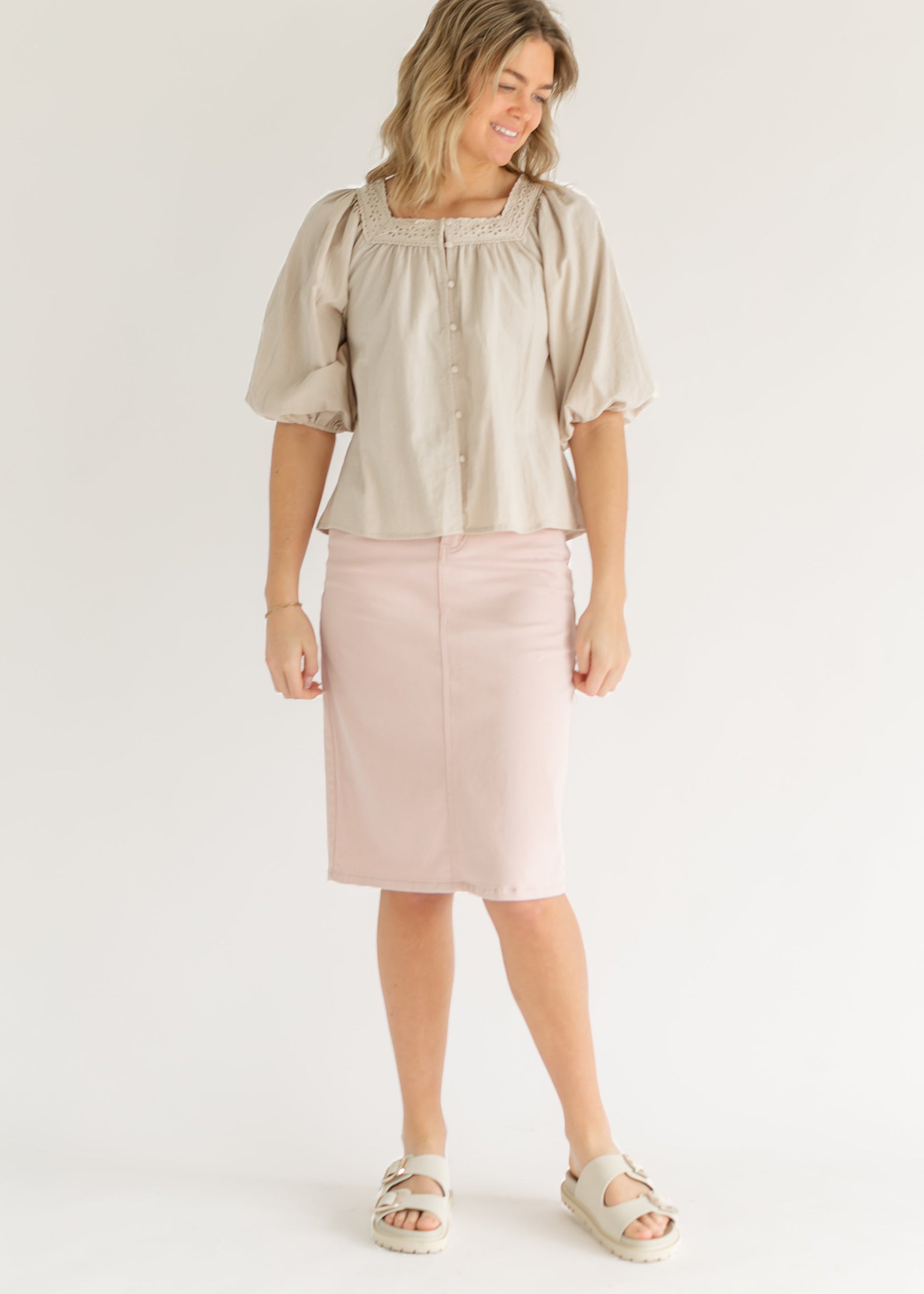 Remi Rose Denim Midi Skirt IC Skirts