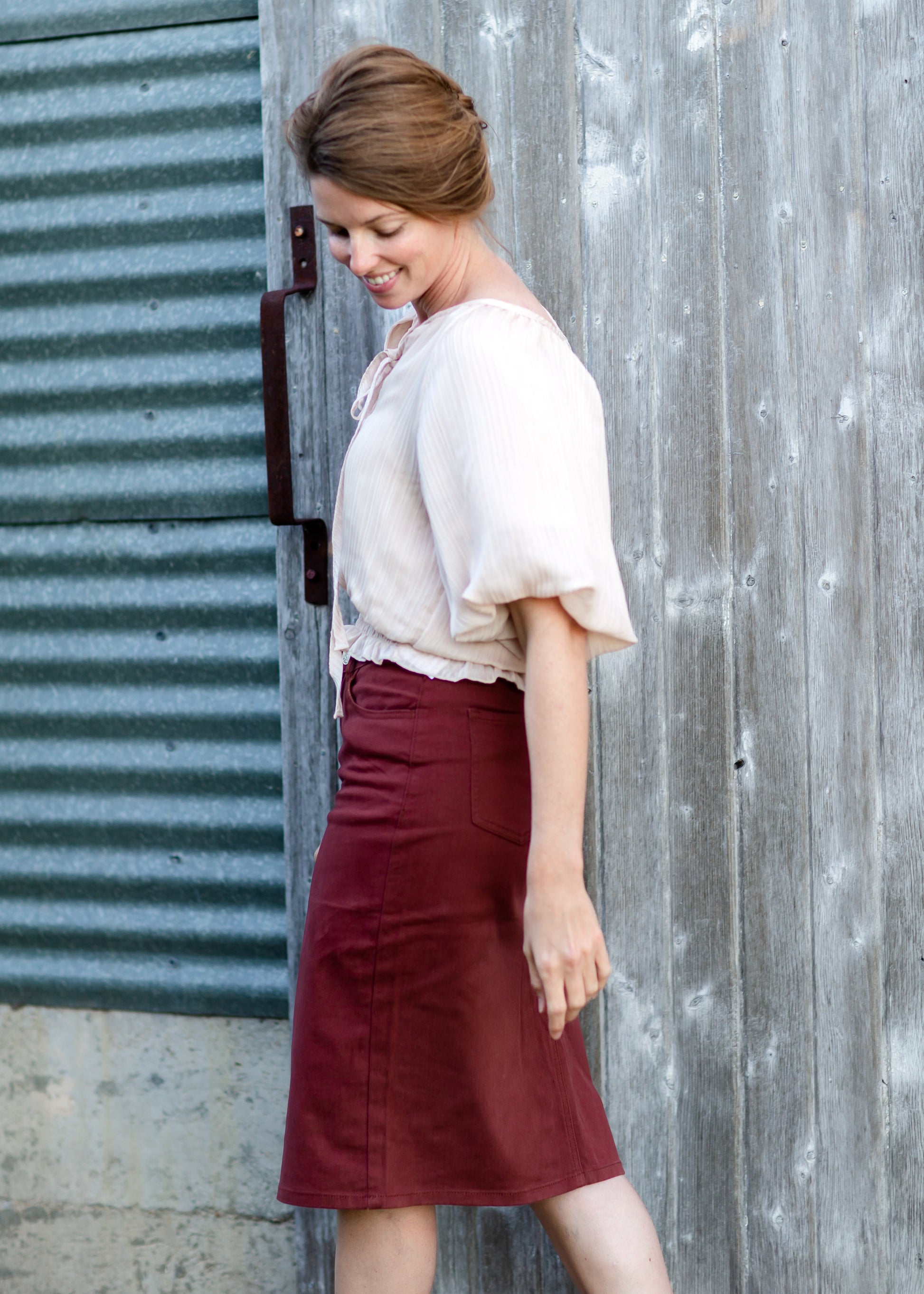 Remi Rosewood Denim Midi Skirt - FINAL SALE IC Skirts