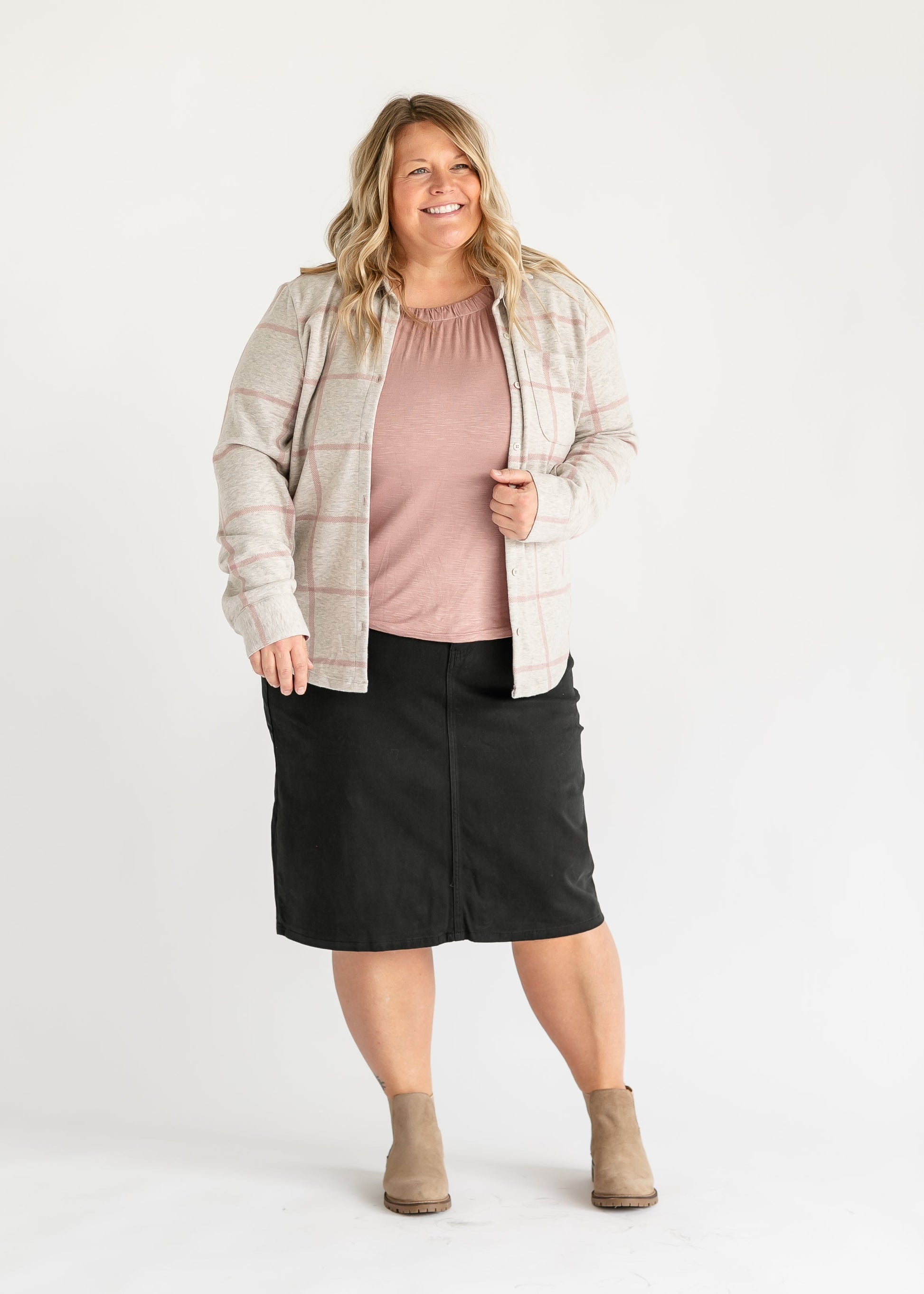 Remi Sable Black Denim Midi Skirt IC Skirts 26 Inches / 14