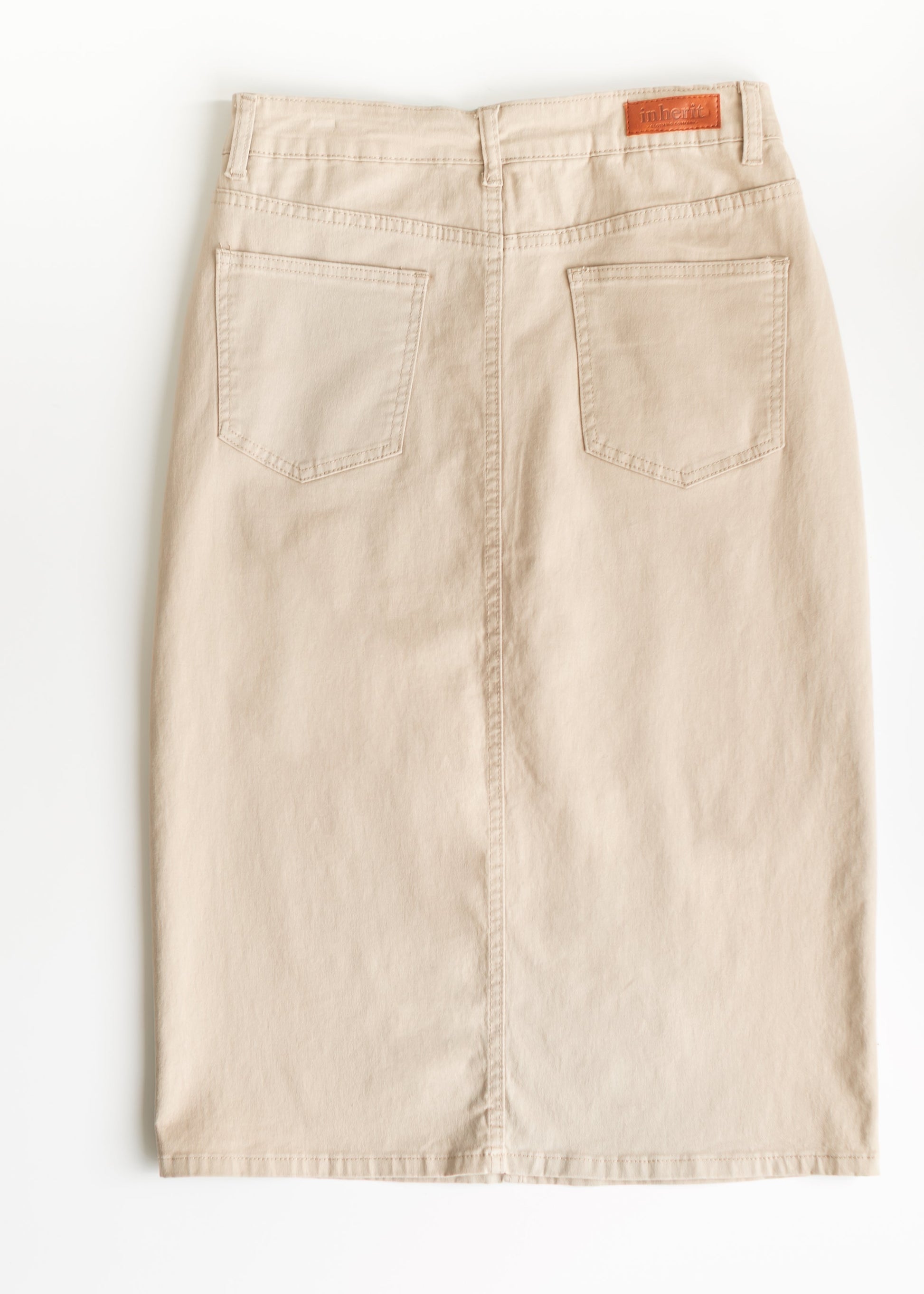Remi Simply Taupe Denim Midi Skirt IC Skirts