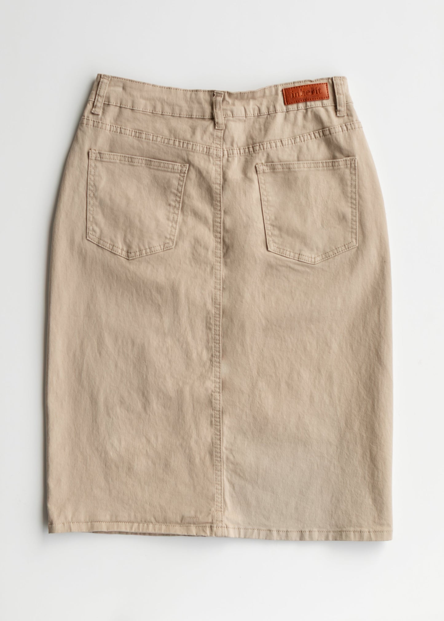 Remi Simply Taupe Denim Midi Skirt IC Skirts