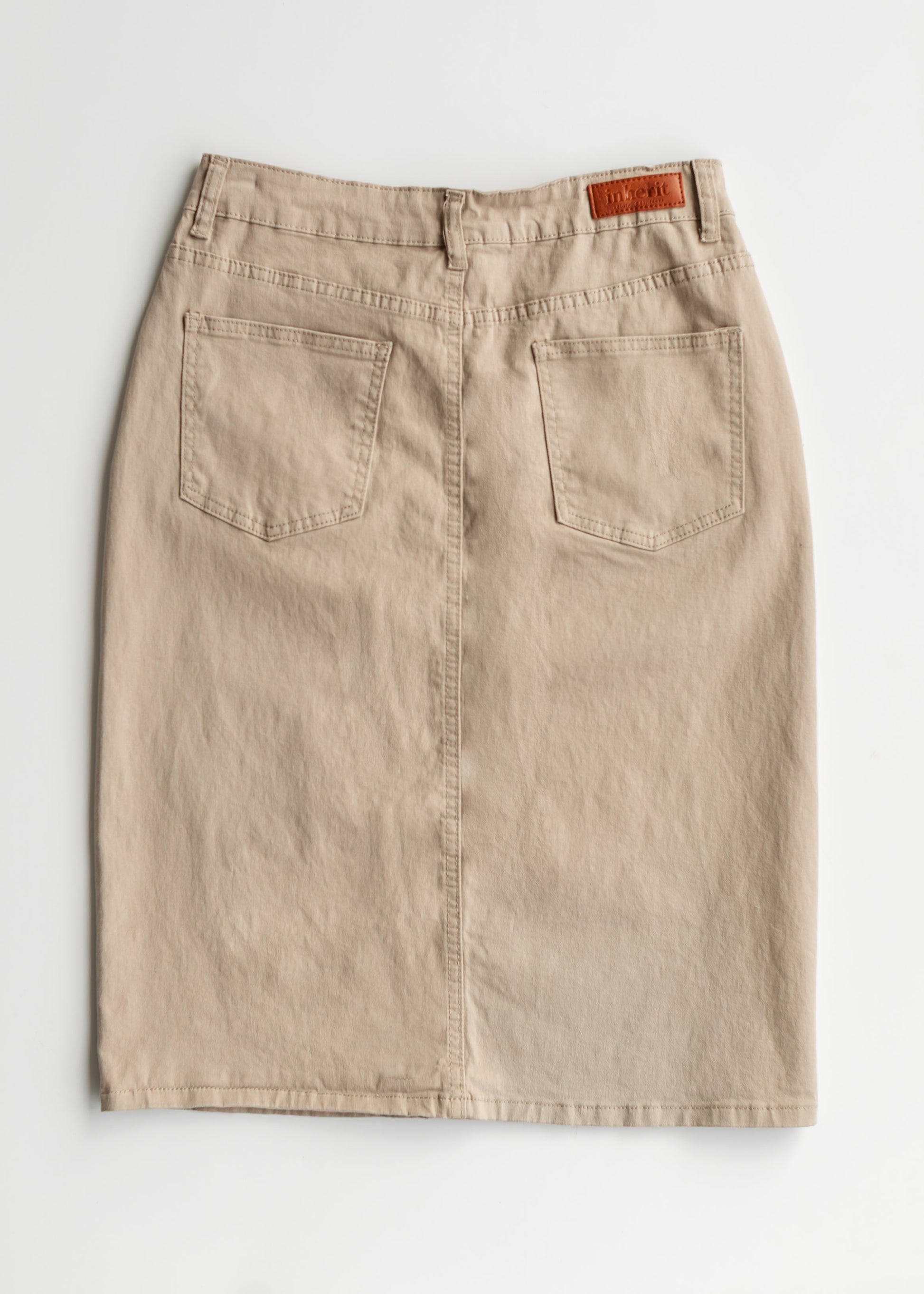 Remi Simply Taupe Denim Midi Skirt IC Skirts