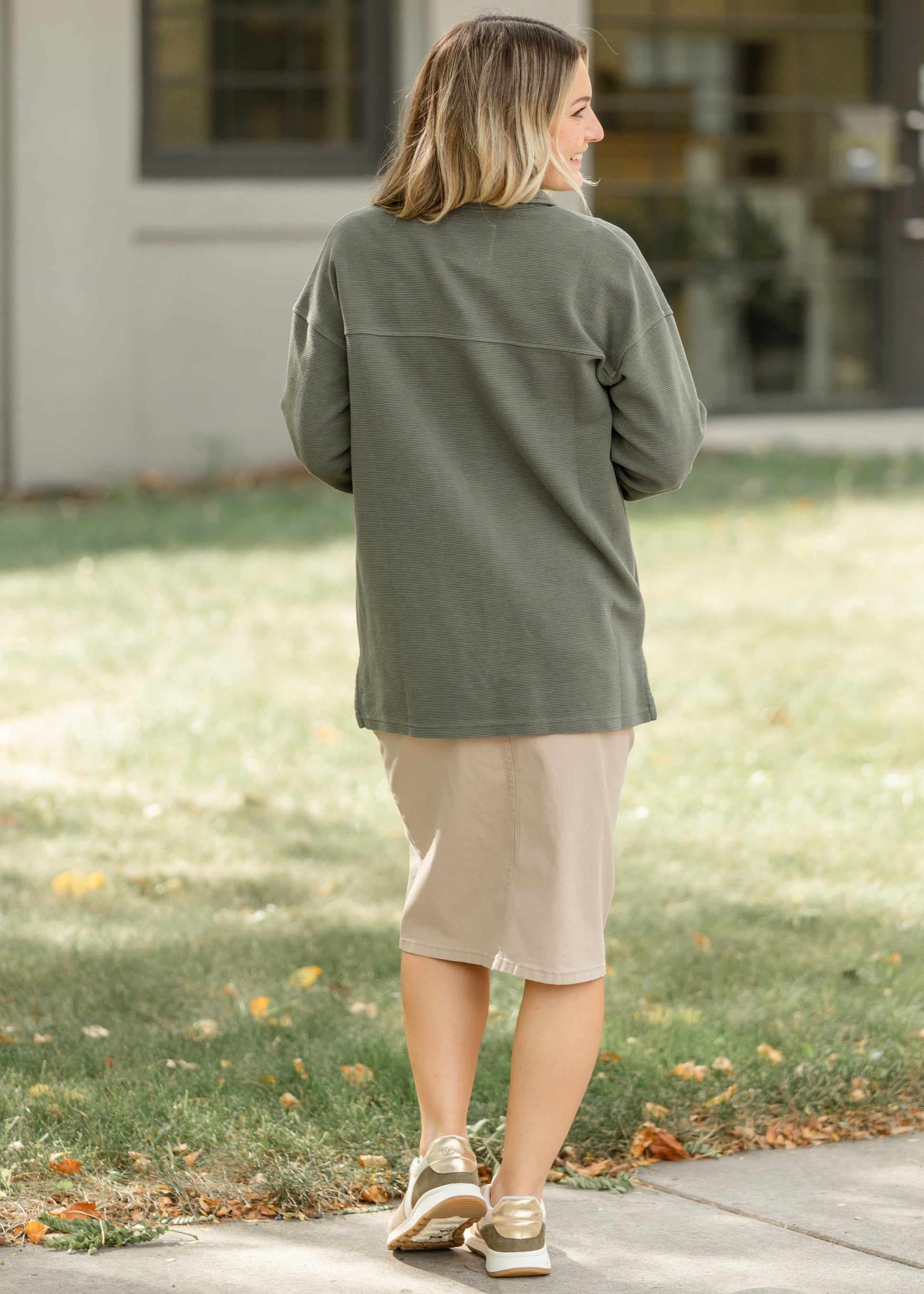 Remi Simply Taupe Denim Midi Skirt IC Skirts