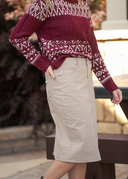 Remi Simply Taupe Denim Midi Skirt IC Skirts