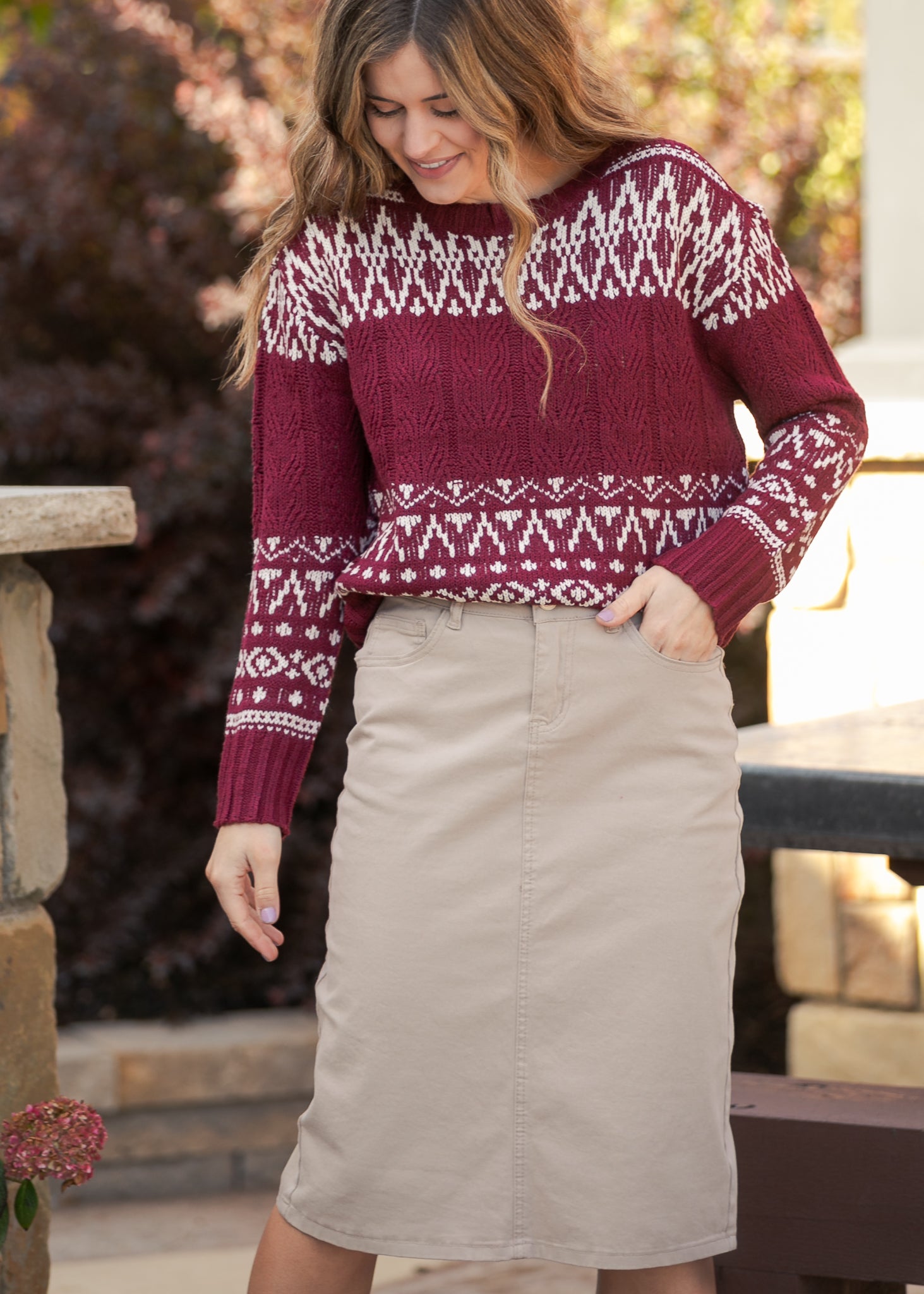 Remi Simply Taupe Denim Midi Skirt IC Skirts