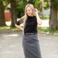 Remi Steel Gray Denim Midi Skirt - FINAL SALE IC Skirts