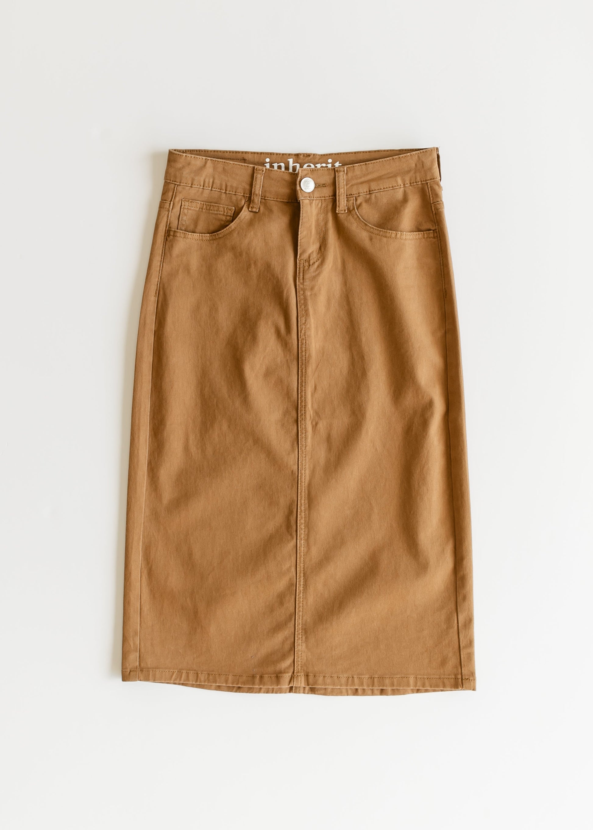 Remi Toasted Coconut Denim Midi Skirt IC Skirts