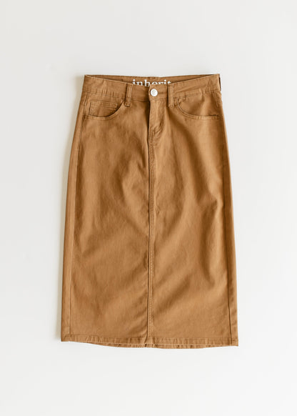 Remi Toasted Coconut Denim Midi Skirt IC Skirts
