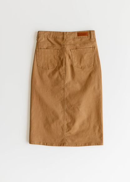 Remi Toasted Coconut Denim Midi Skirt IC Skirts