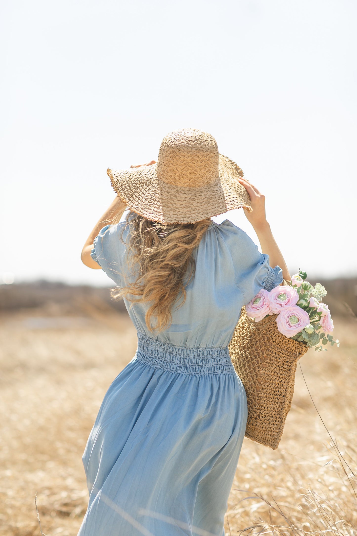 Rena Button Front Chambray Maxi Dress IC Dresses