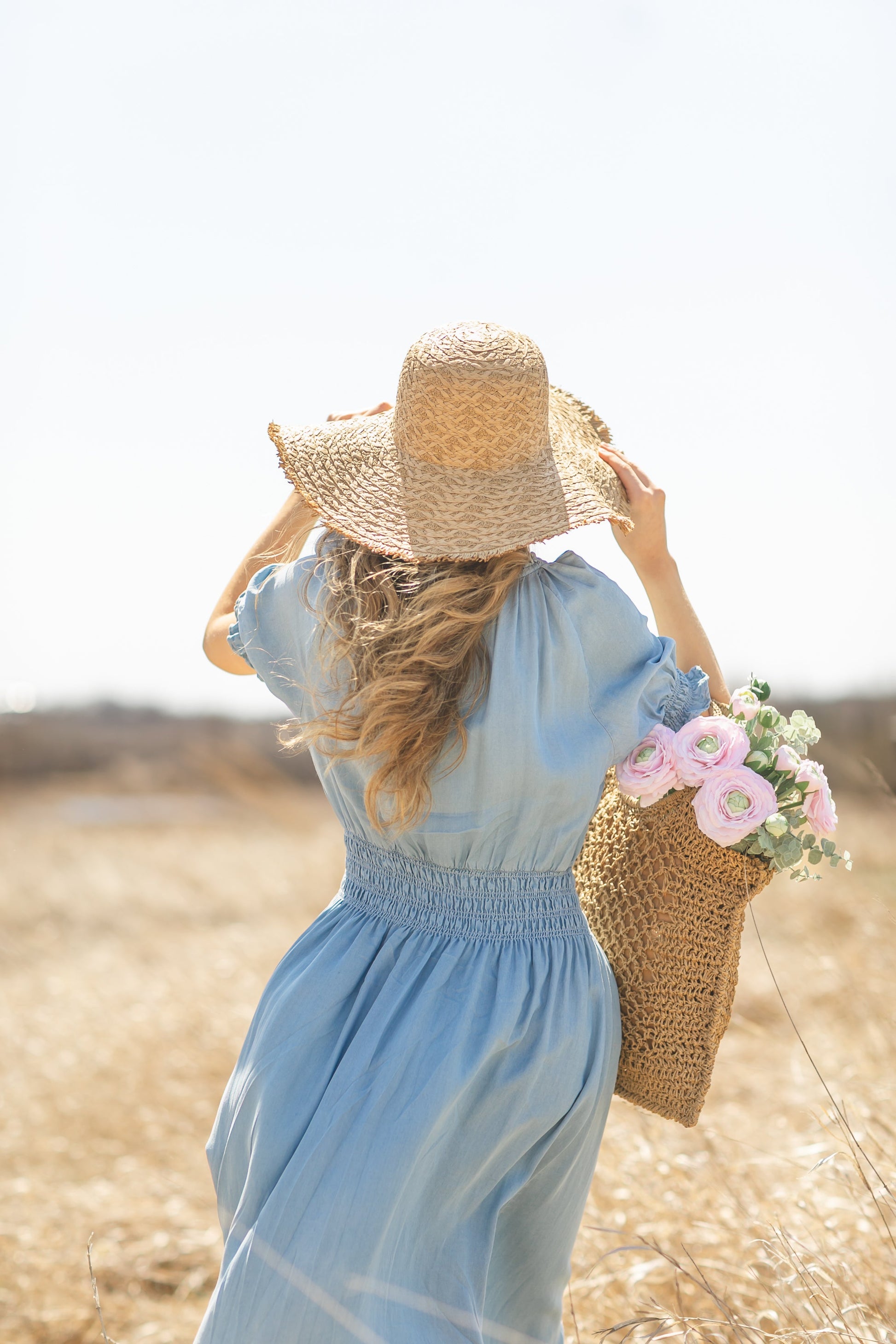 Rena Button Front Chambray Maxi Dress IC Dresses