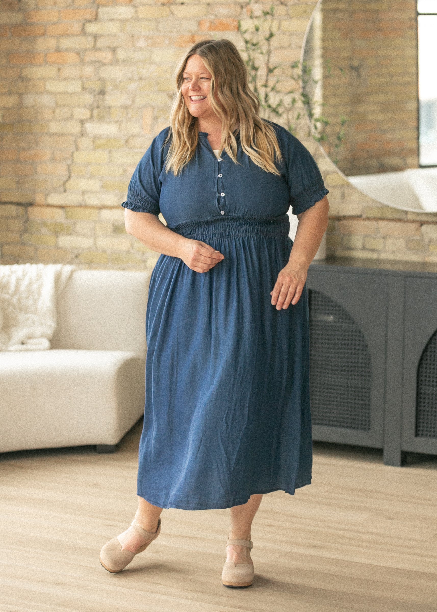 Rena Dark Chambray Midi Dress IC Dresses 1XL
