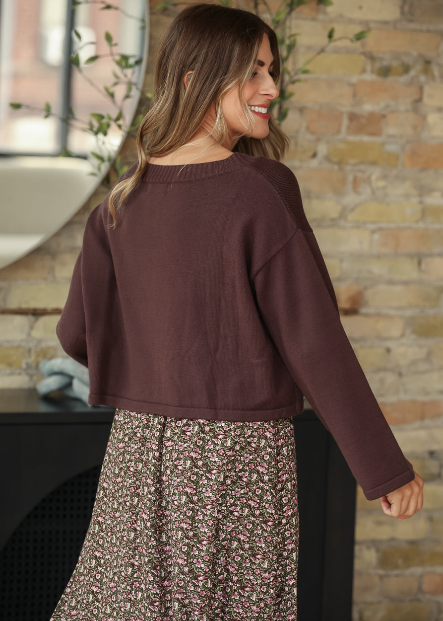 Rib Knit Boxy Crewneck Cardigan FF Layering Essentials