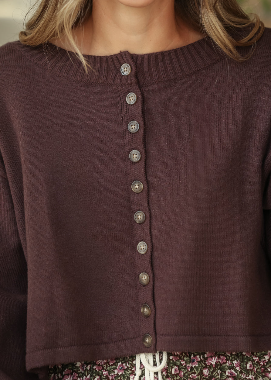 Rib Knit Boxy Crewneck Cardigan FF Layering Essentials