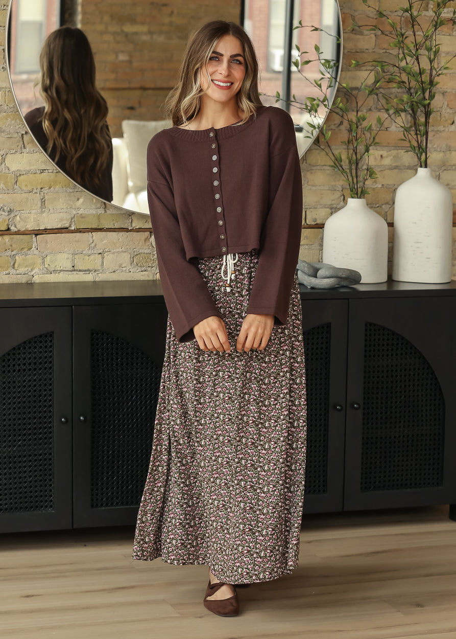 Rib Knit Boxy Crewneck Cardigan FF Layering Essentials