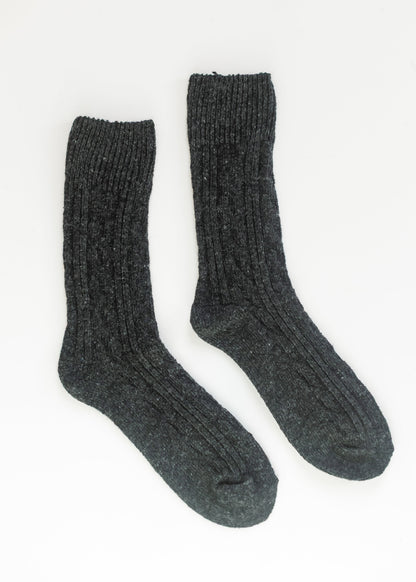Rib Knitted Wool Blend Crew Socks Accessories