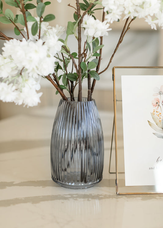 Ribbed Blue Gray Glass Vase Gifts