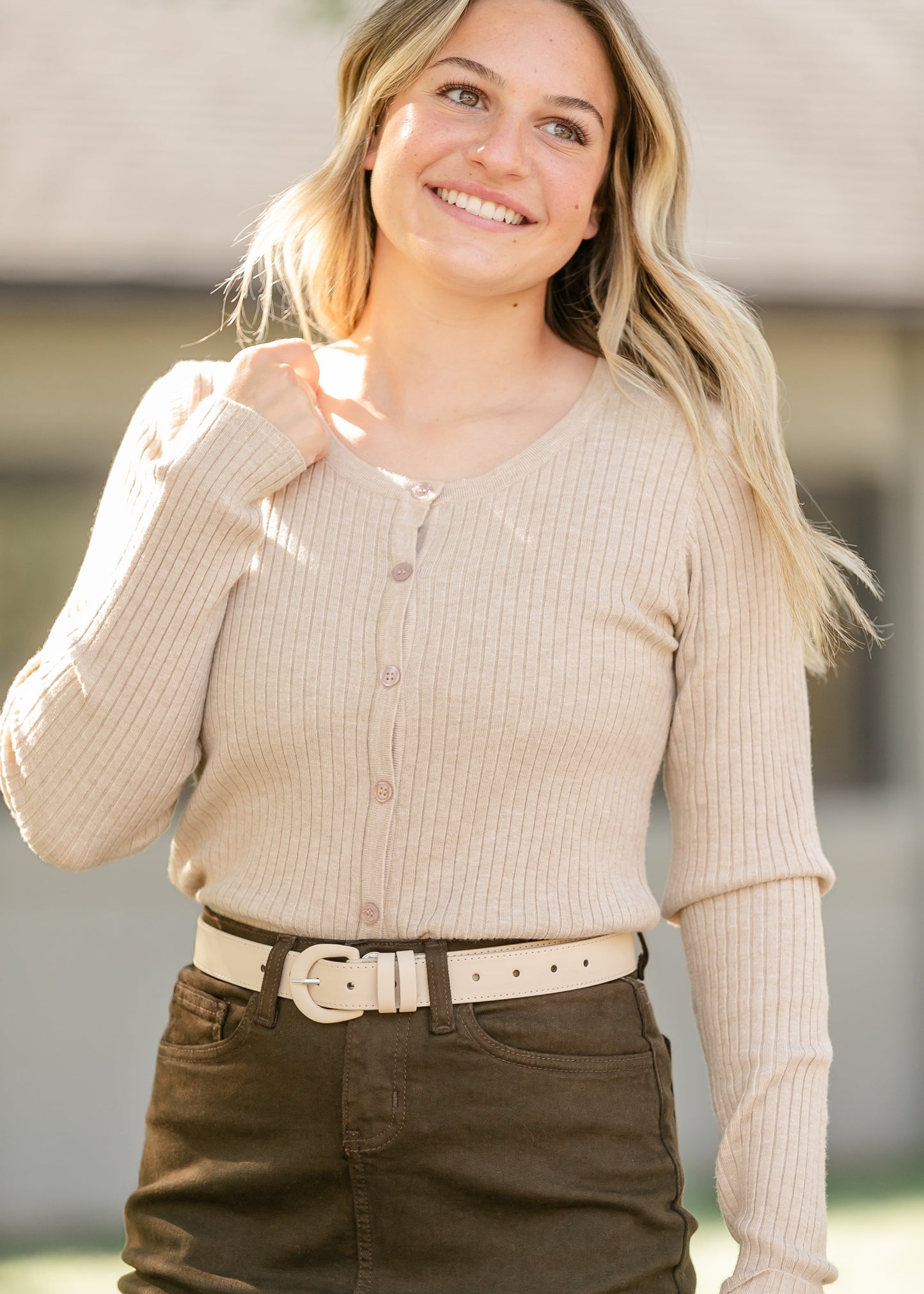 Ribbed Button Down Cardigan FF Layering Essentials