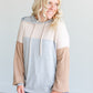 A colorblocked lightweight hoodie with ribbed texture.