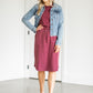 Ribbed Contrast Washed Midi Skirt Skirts