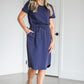 Ribbed Contrast Washed Midi Skirt Skirts Navy / S