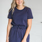 Ribbed Contrast Washed T-Shirt Tops Navy / S