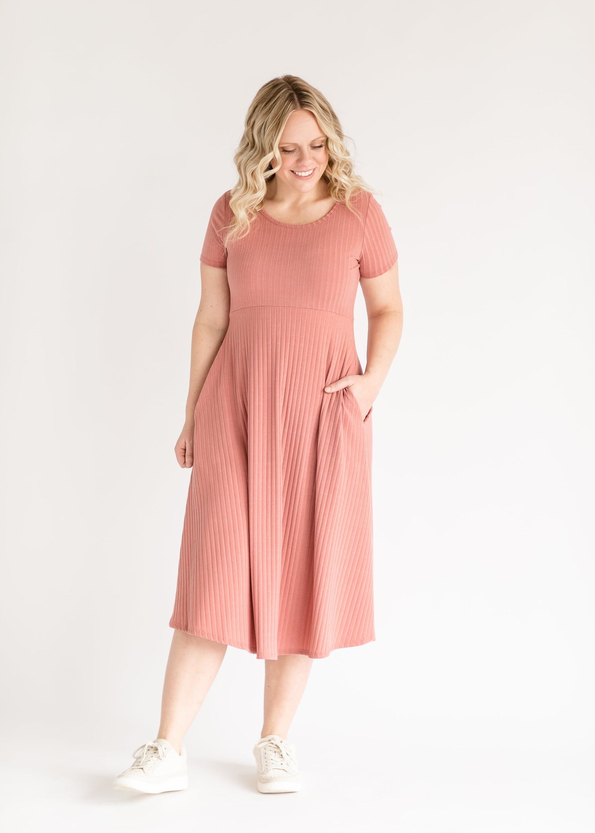 Ribbed Fit and Flair Midi Dress FF Dresses