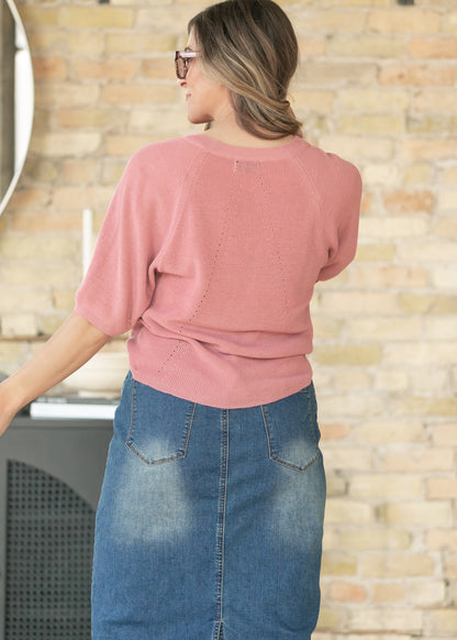 Ribbed Knit Rose Boxy Tee FF Tops