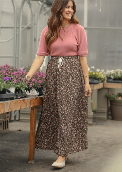 Ribbed Knit Rose Boxy Tee FF Tops