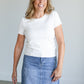 Ribbed Knit Short Sleeve T-Shirt FF Tops