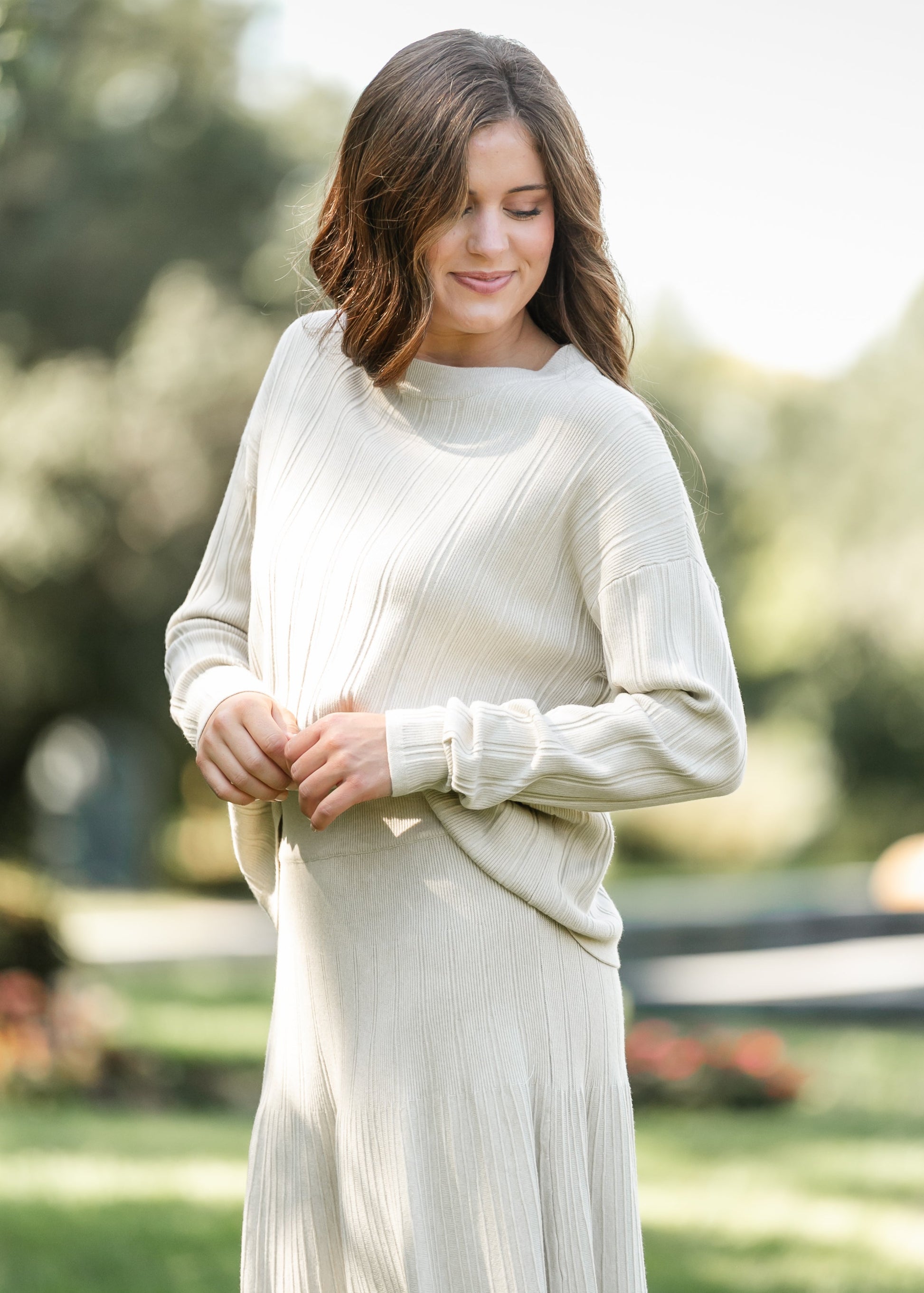 Ribbed Long Sleeve Sweater FF Tops