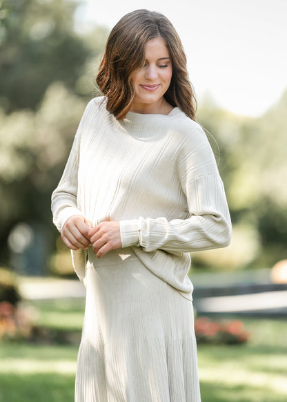 Ribbed Long Sleeve Sweater FF Tops