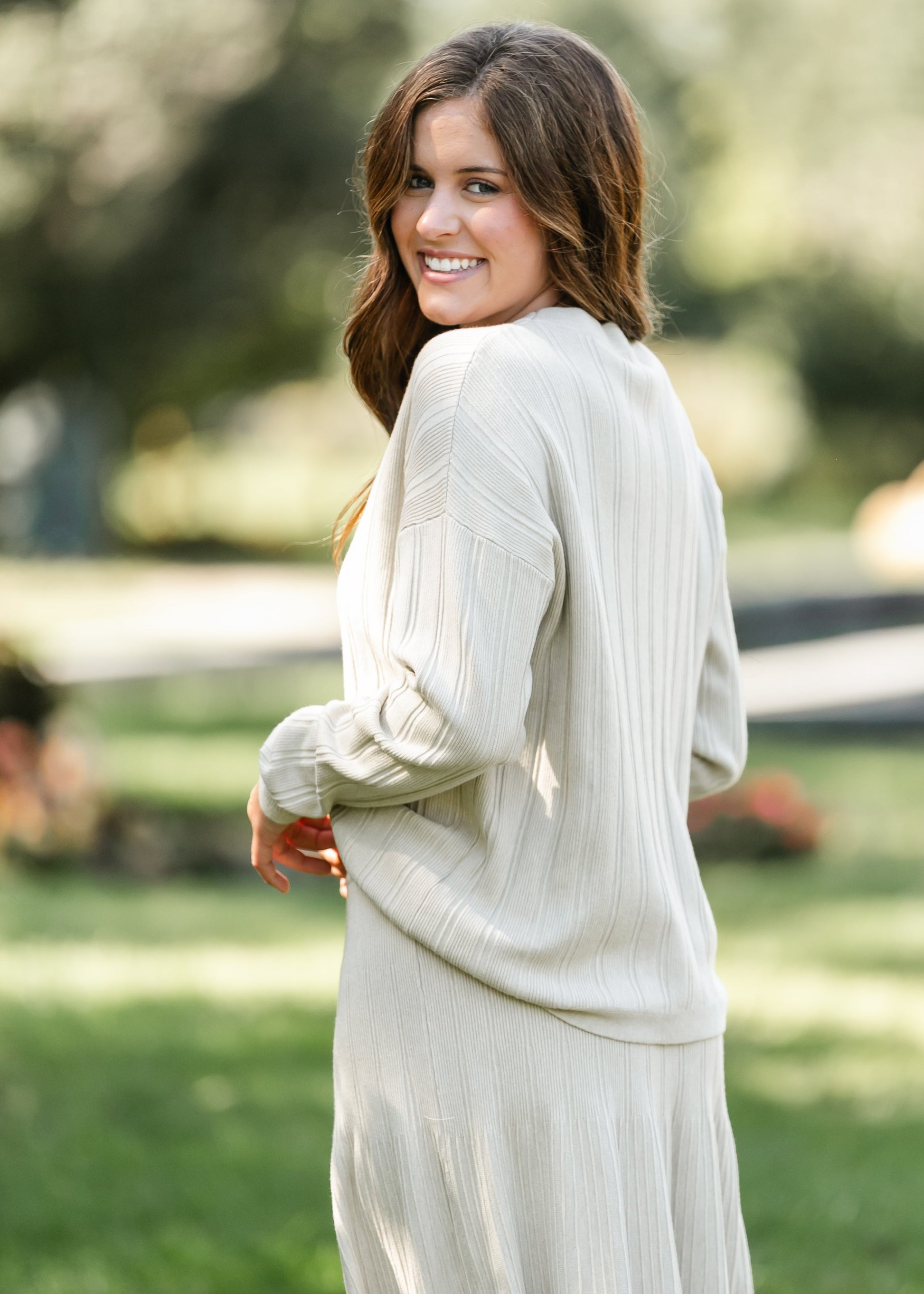 Ribbed Long Sleeve Sweater FF Tops