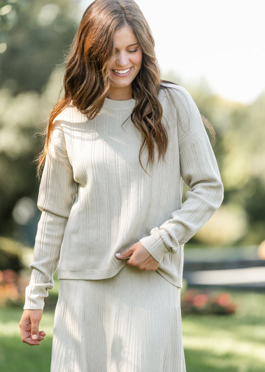 Ribbed Long Sleeve Sweater FF Tops