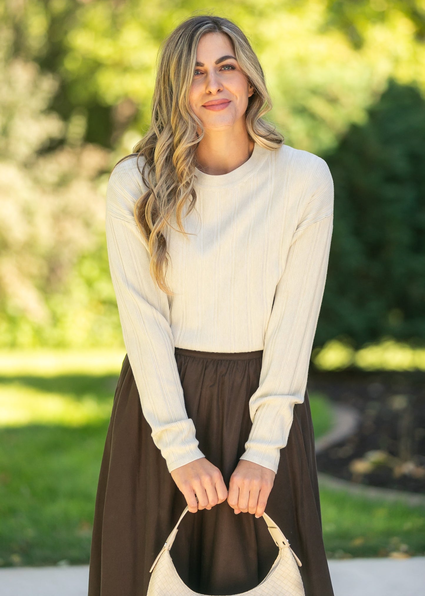 Ribbed Long Sleeve Sweater FF Tops