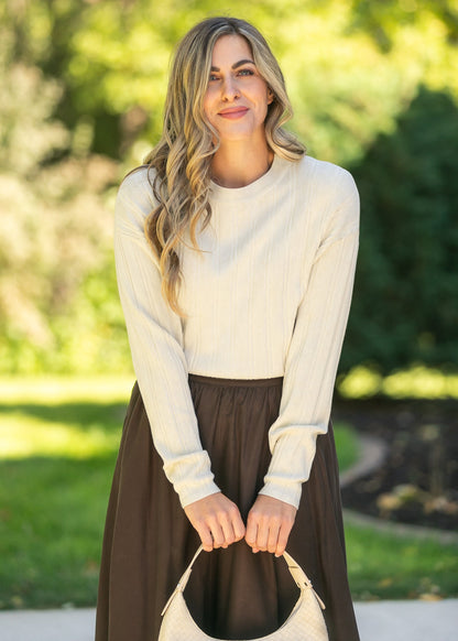 Ribbed Long Sleeve Sweater FF Tops