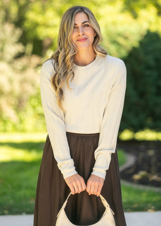 Ribbed Long Sleeve Sweater FF Tops