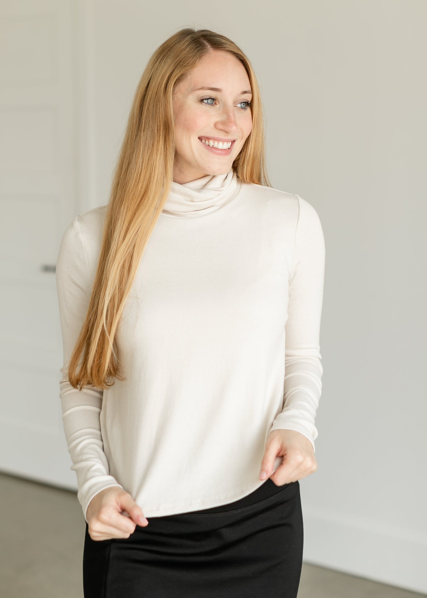 Ribbed Long Sleeve Turtleneck Top FF Tops