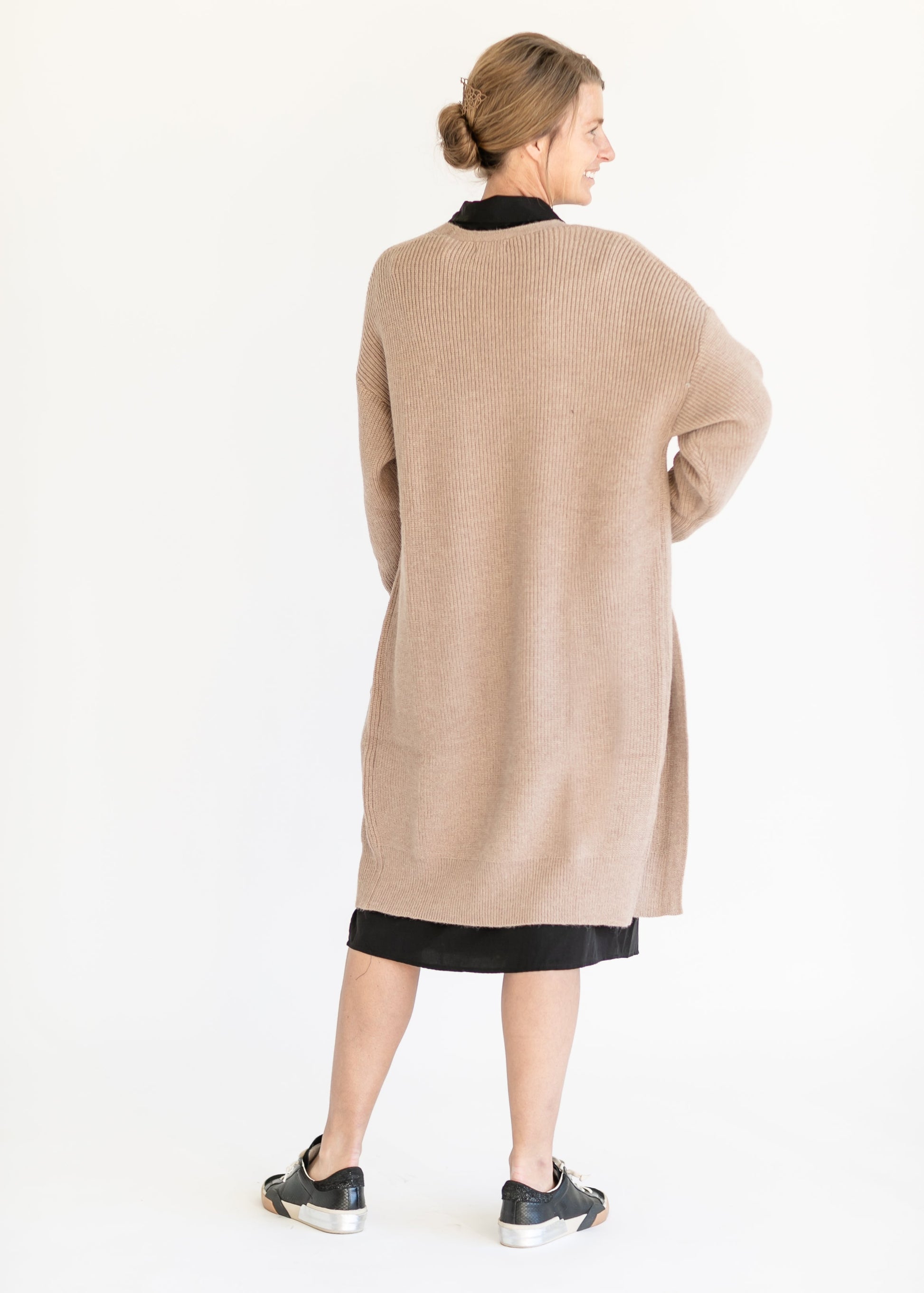 Ribbed Open Front Cardigan FF Tops