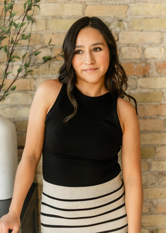 Ribbed Stretchy Layering Tank Top FF Tops Black / S