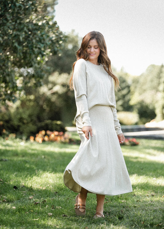 Ribbed Sweater A-line Skirt FF Skirts