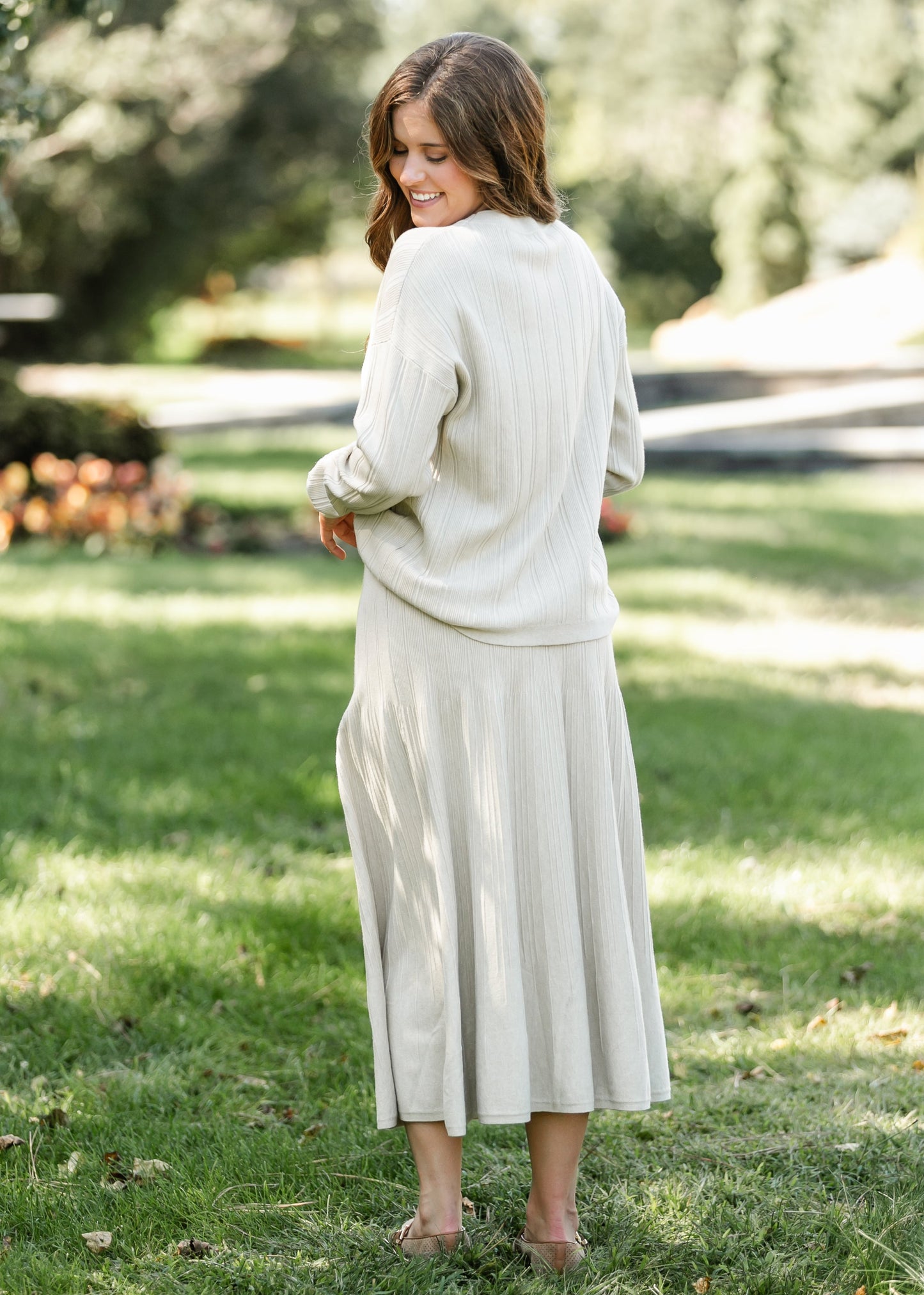 Ribbed Sweater A-line Skirt FF Skirts