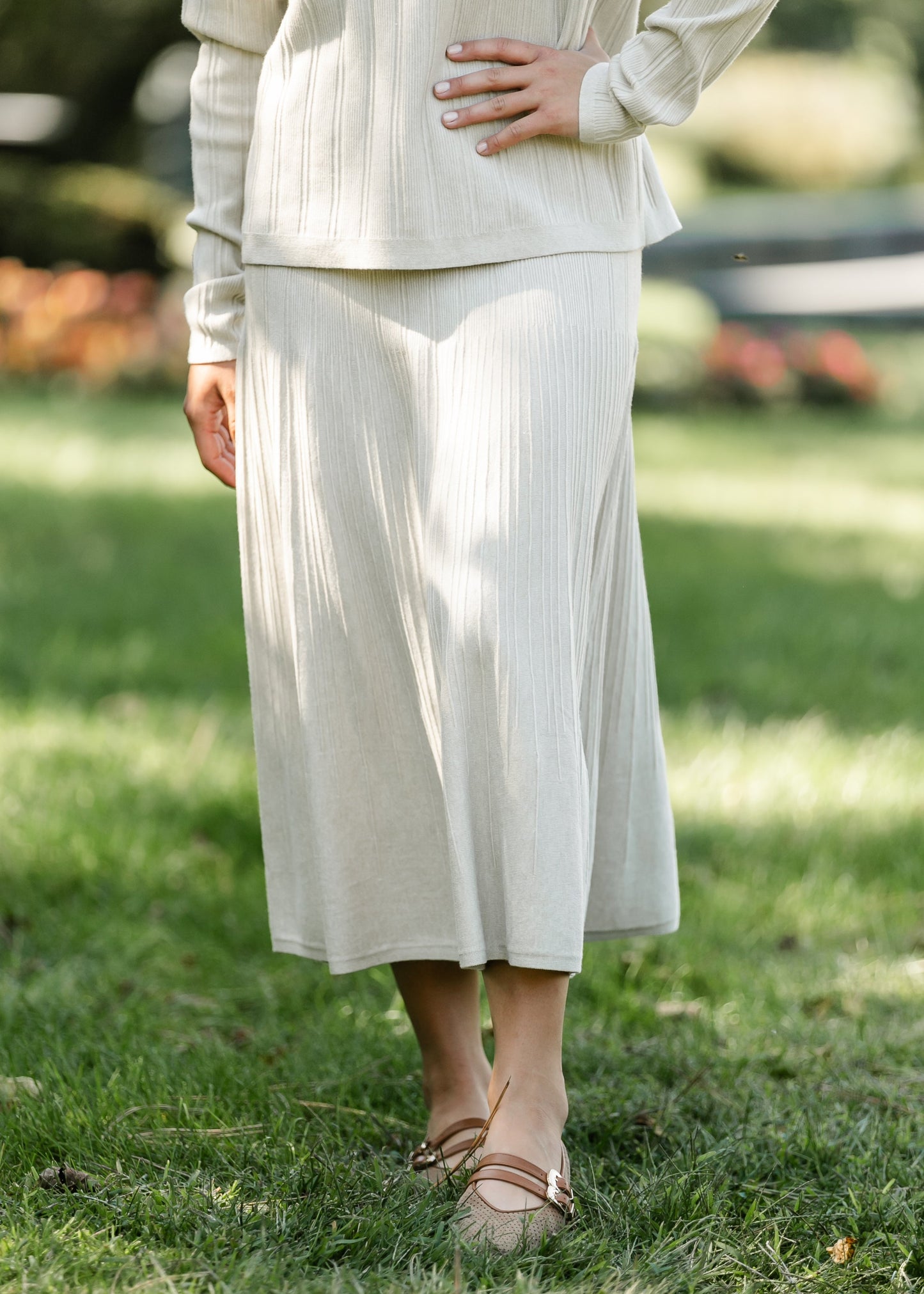 Ribbed Sweater A-line Skirt FF Skirts