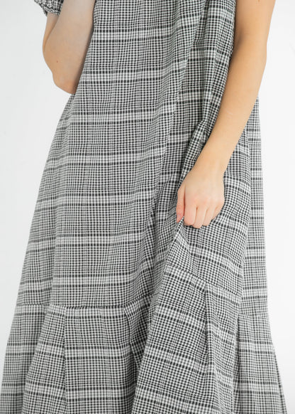 Riley Black Checkered Short Sleeve Dress FF Dresses