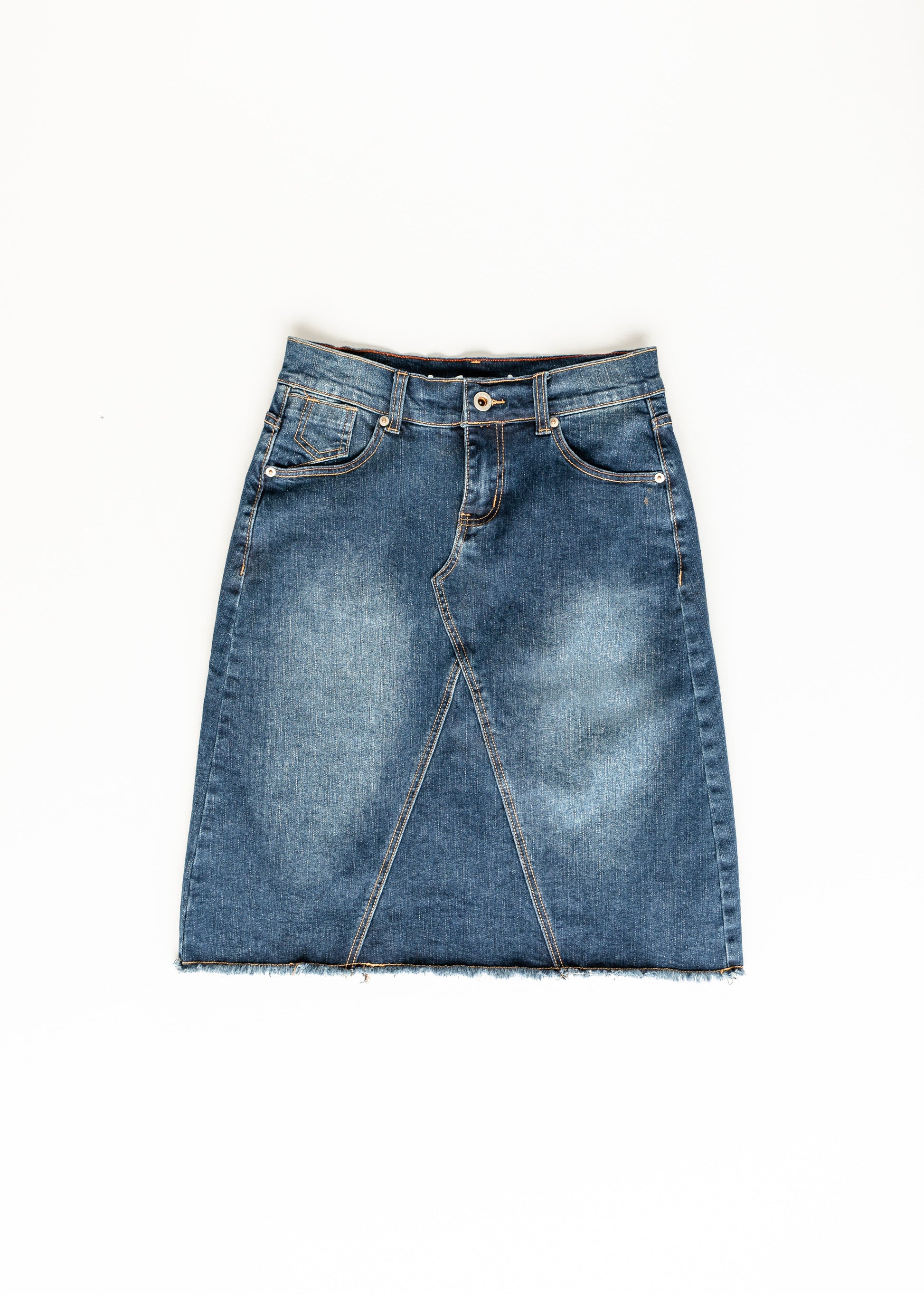 Riley Frayed Hem Denim Midi Skirt Skirts