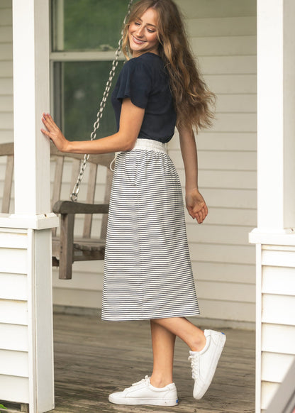 Robyn Striped Drawstring Midi Skirt IC Skirts