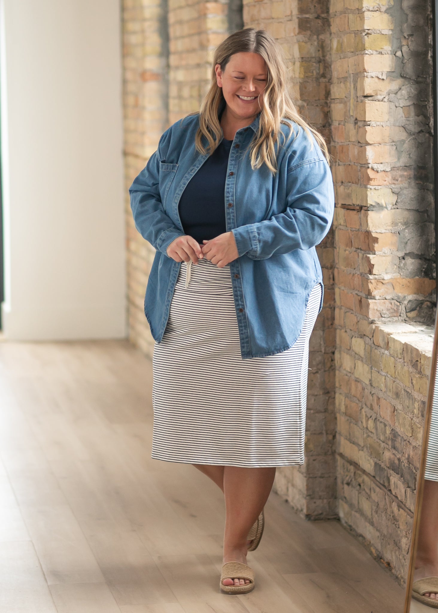 Robyn Striped Drawstring Midi Skirt IC Skirts