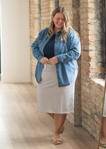 Robyn Striped Drawstring Midi Skirt IC Skirts