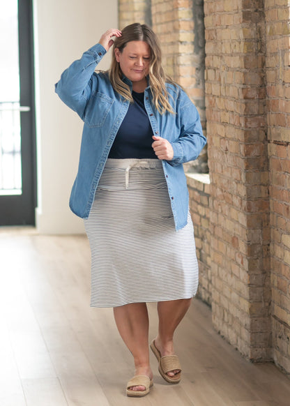 Robyn Striped Drawstring Midi Skirt IC Skirts